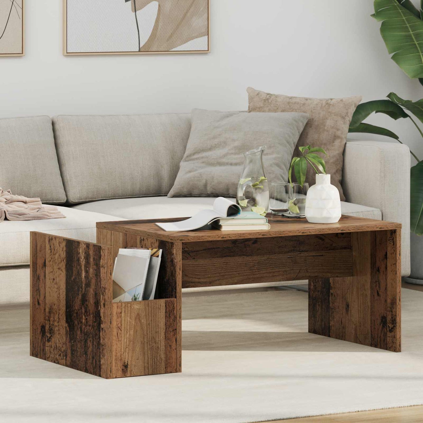 Coffee Table Old Wood 90 x 45 x 35 cm Engineered Wood