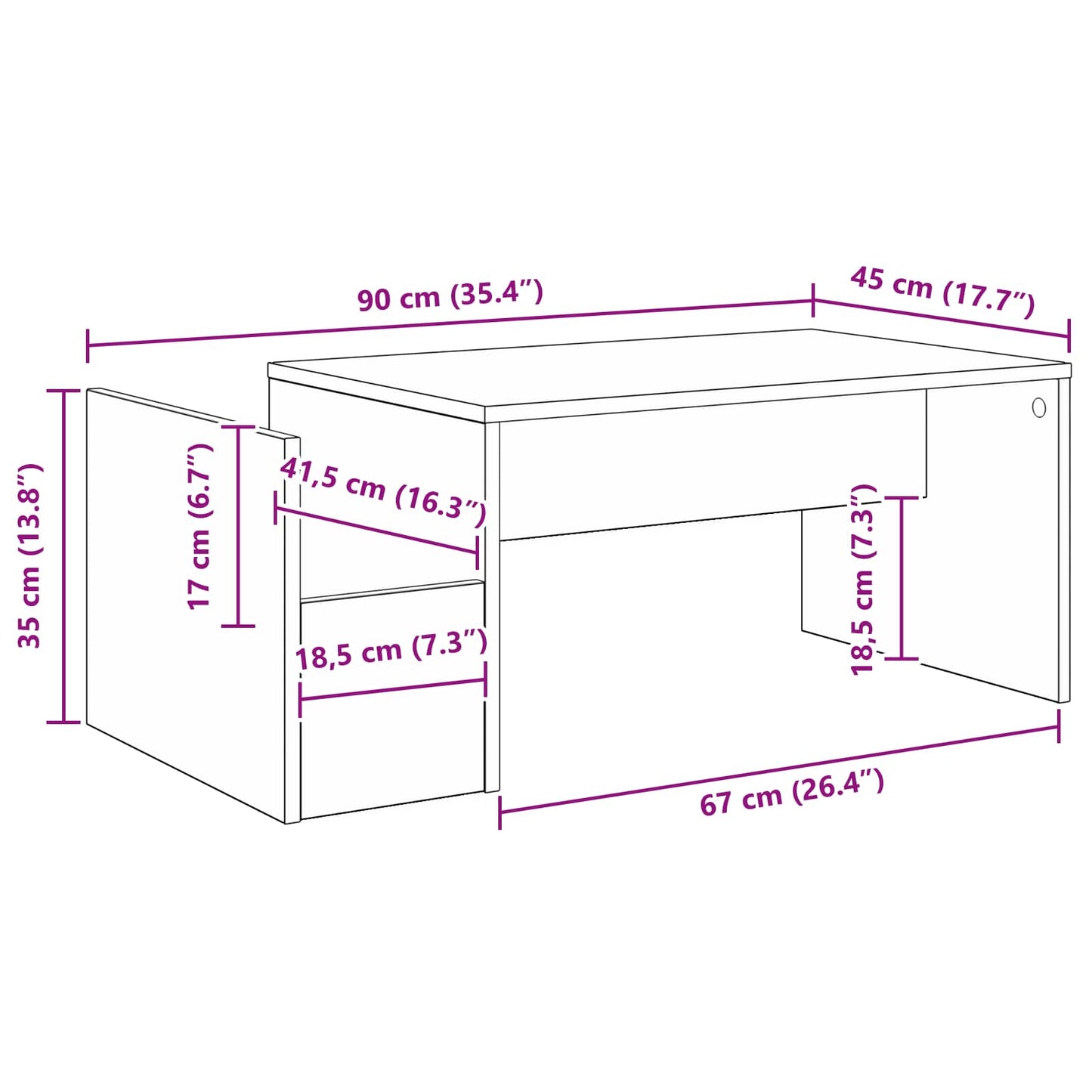 Coffee Table Old Wood 90 x 45 x 35 cm Engineered Wood