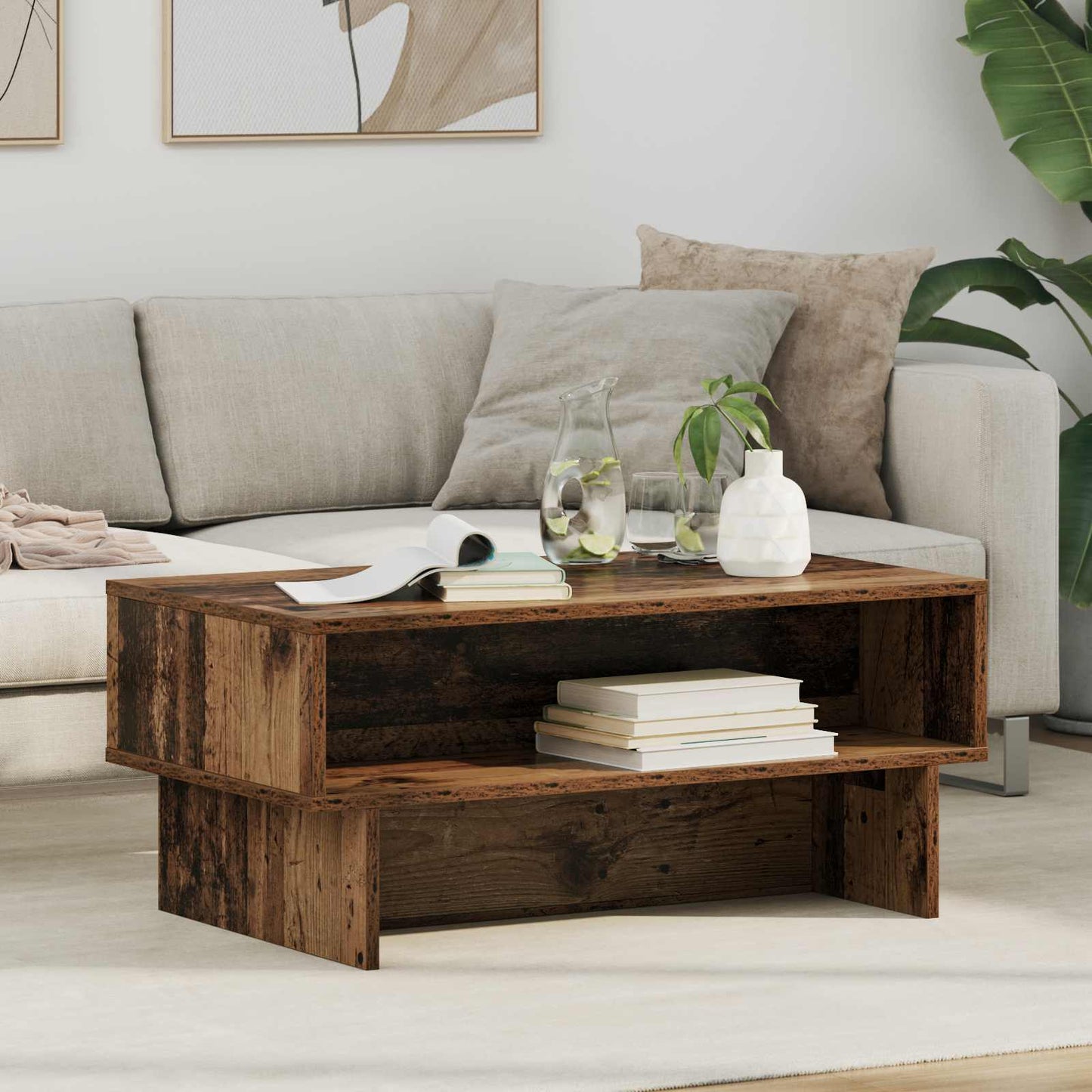 Coffee Table Old Wood 80 x 46 x 35 cm Engineered Wood