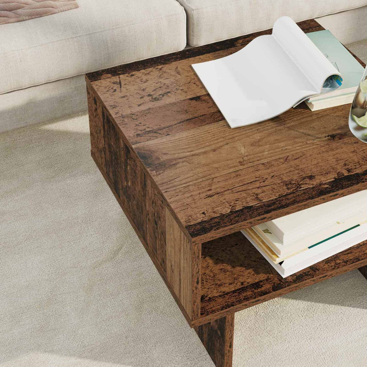 Coffee Table Old Wood 48 x 46 x 35 cm Engineered Wood