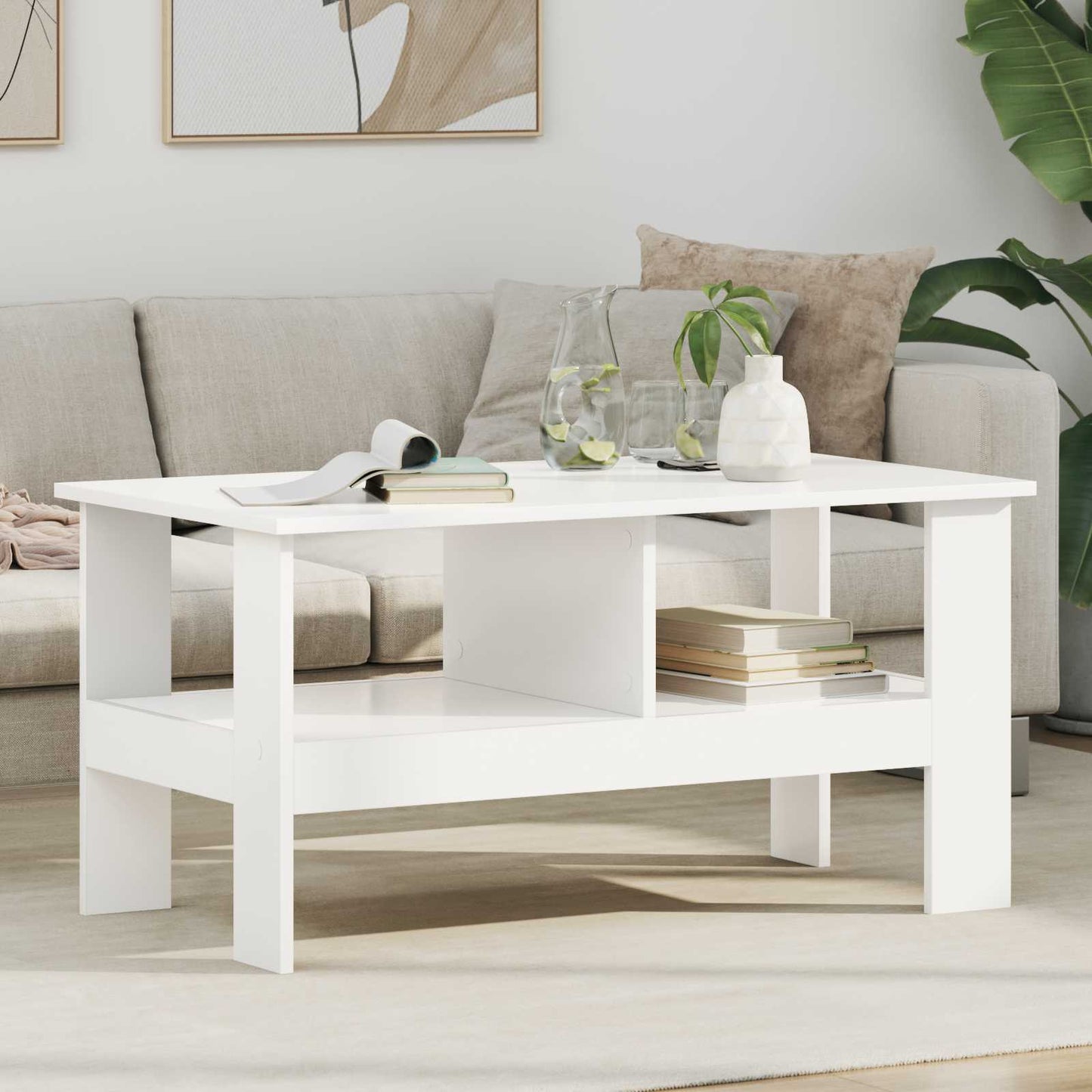 Coffee Table White 90 x 50 x 45 cm Engineered Wood