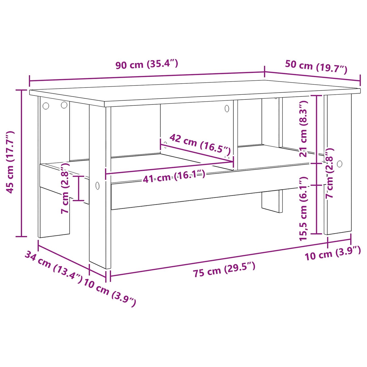 Coffee Table Black Oak 90 x 50 x 45 cm Engineered Wood