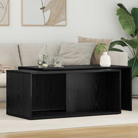 Coffee Table Set 2 pcs Black Oak 90 x 48 x 40 cm
