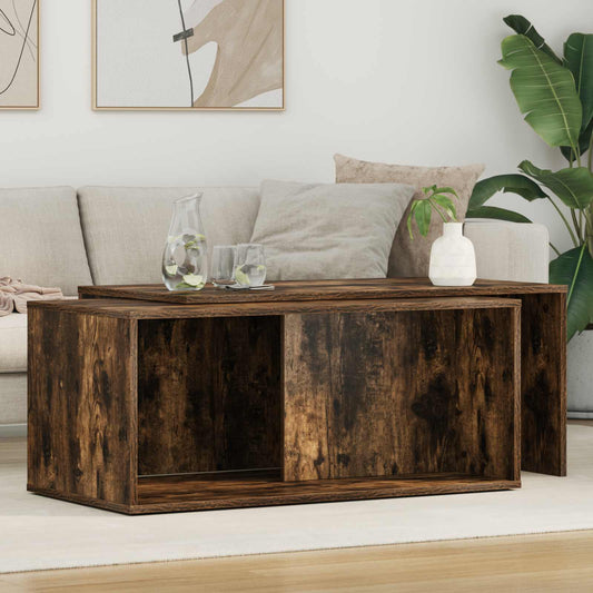 Coffee Table Set 2 pcs Smoked Oak 90 x 48 x 40 cm
