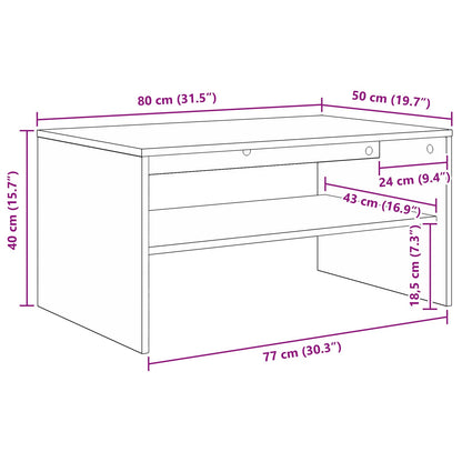 Coffee Table Grey Sonoma 80 x 50 x 40 cm Engineered Wood