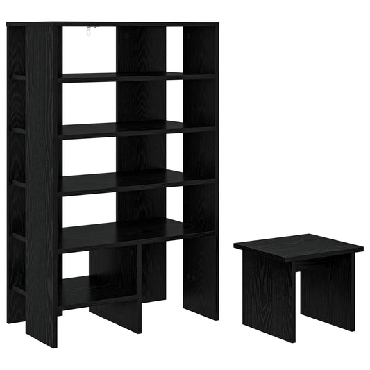 Shoe Cabinet 2 pcs 62 x 35 x 100 cm Engineered Wood Black Oak
