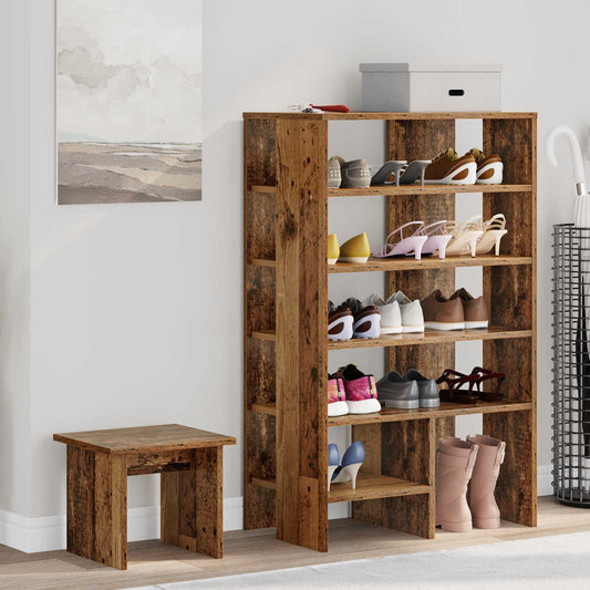 Shoe Cabinet 2 pcs 62 x 35 x 100 cm Engineered Wood Old Wood