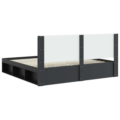 Bed Frame with Storage and Headboard Black 200 x 200 cm