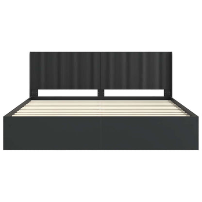 Bed Frame with Storage and Headboard Black 200 x 200 cm