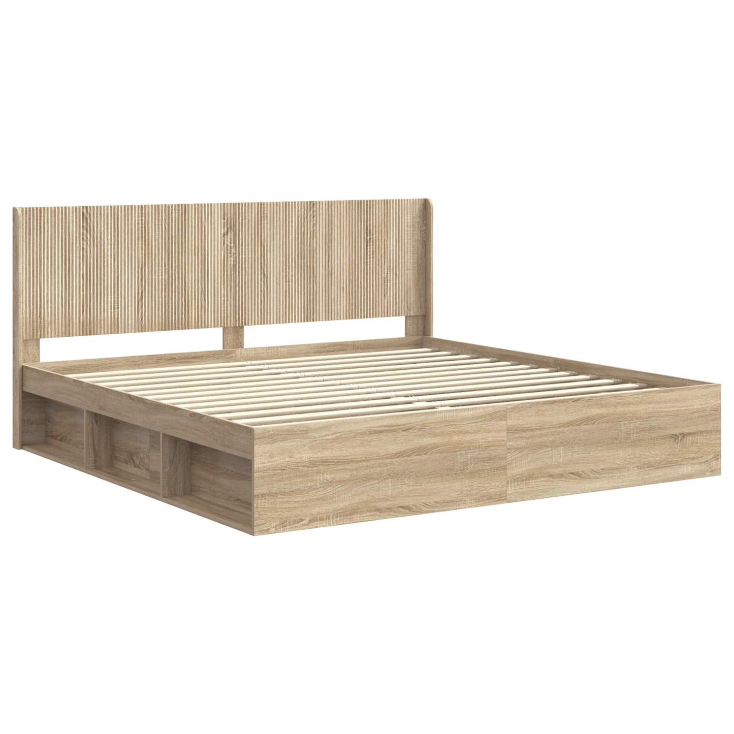 Bed Frame with Storage and Headboard Sonoma Oak 200 x 200 cm