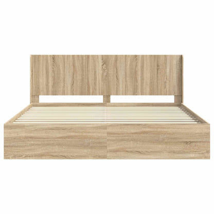 Bed Frame with Storage and Headboard Sonoma Oak 200 x 200 cm