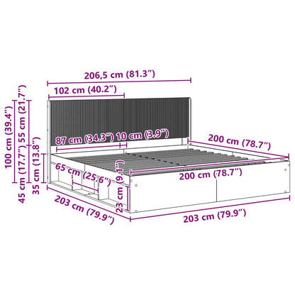 Bed Frame with Storage and Headboard Sonoma Oak 200 x 200 cm