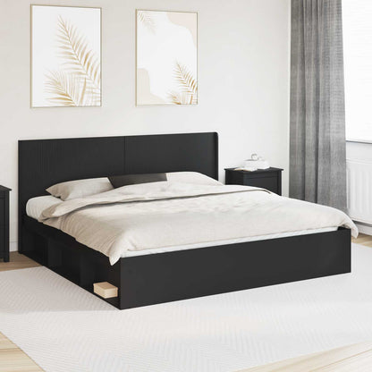 Bed Frame with Storage and Headboard Black 180 x 200 cm