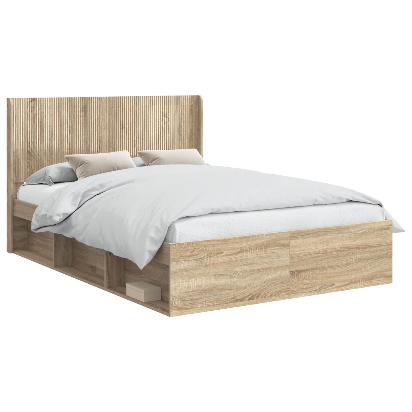 Bed Frame with Storage and Headboard 2 pcs Engineered Wood