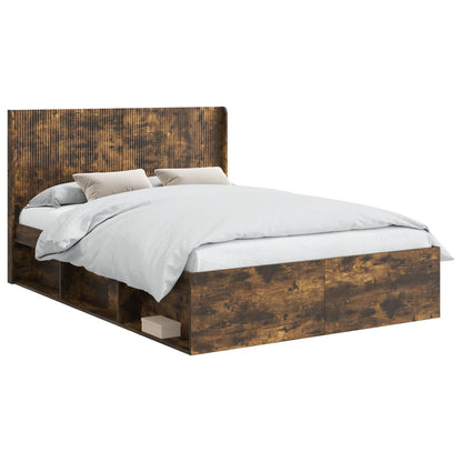 Bed Frame with Storage and Headboard 2 pcs Engineered Wood