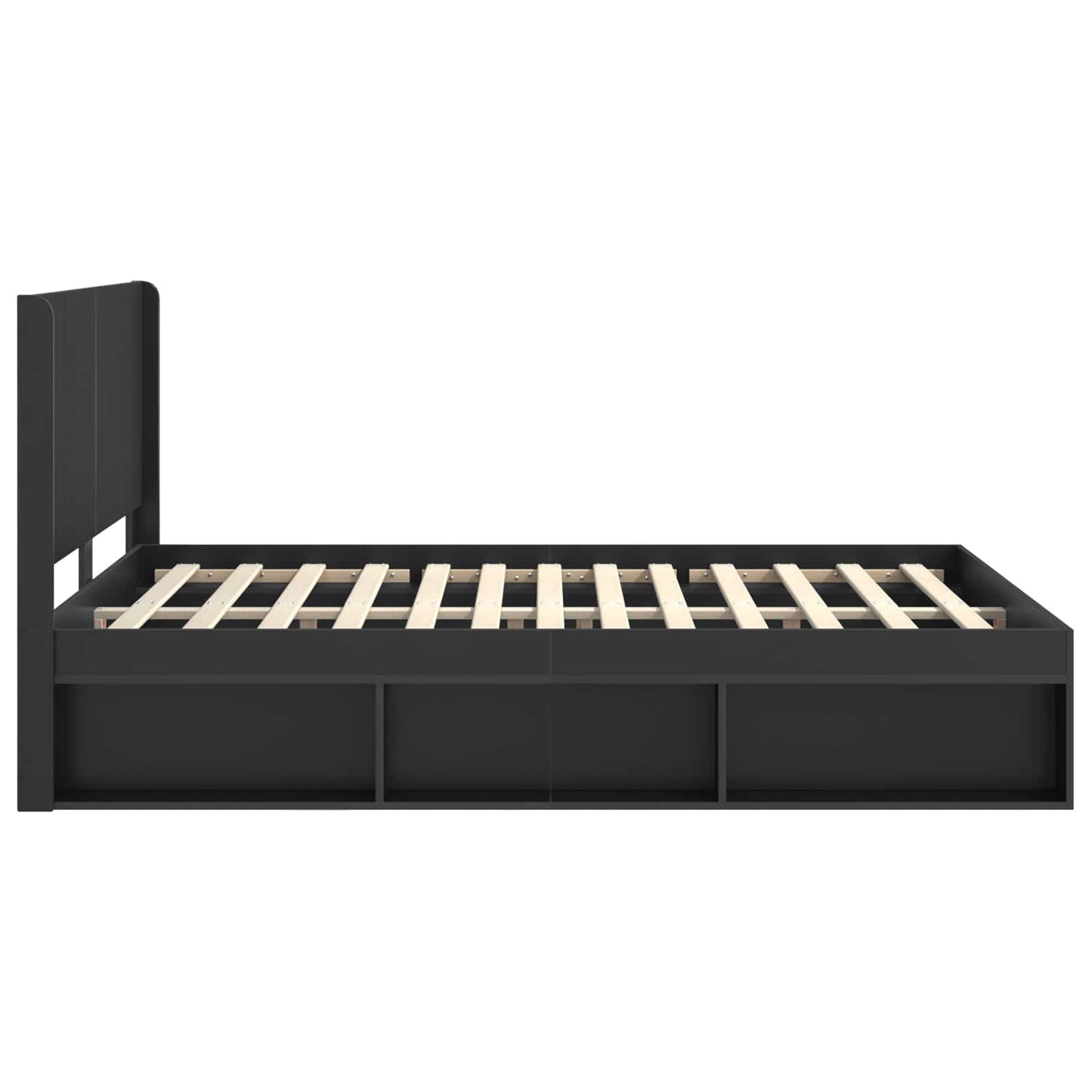 Bed Frame with Storage and Headboard Black 140 x 200 cm