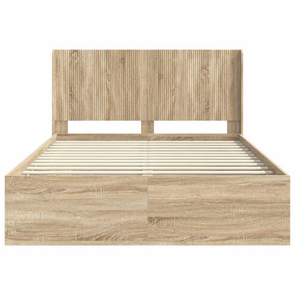 Bed Frame with Storage and Headboard 2 pcs Engineered Wood
