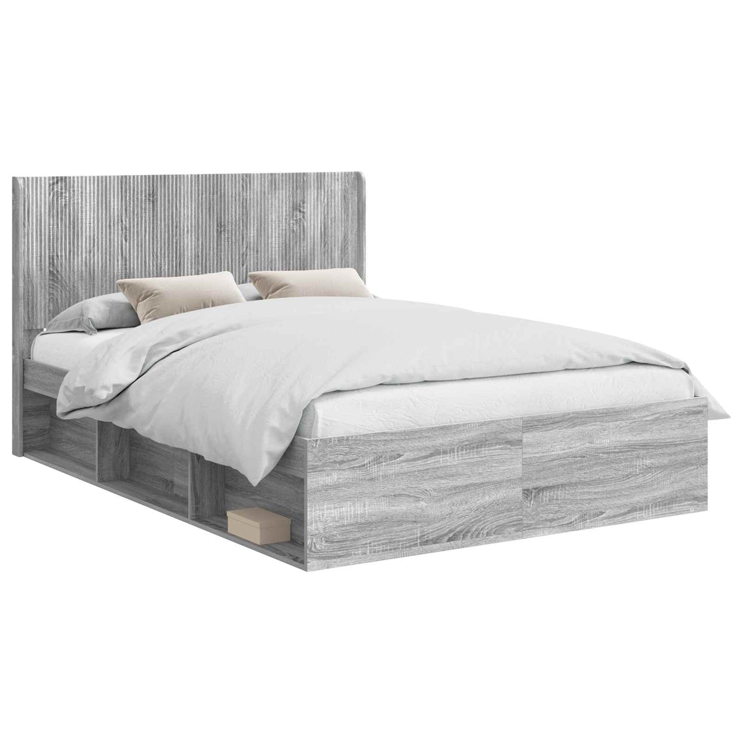 Bed Frame with Storage and Headboard 2 pcs Engineered Wood