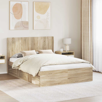 Bed Frame with Storage and Headboard 2 pcs Engineered Wood