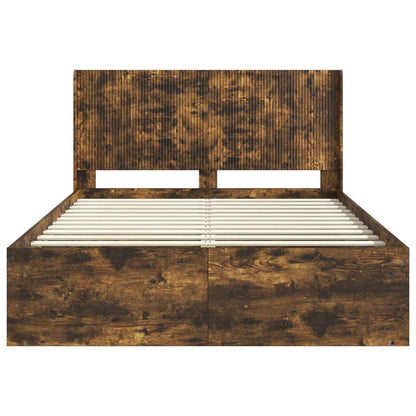 Bed Frame with Storage and Headboard 2 pcs Engineered Wood