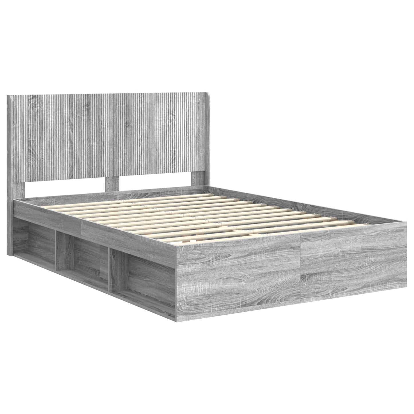 Bed Frame with Storage and Headboard 2 pcs Engineered Wood