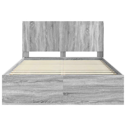 Bed Frame with Storage and Headboard 2 pcs Engineered Wood