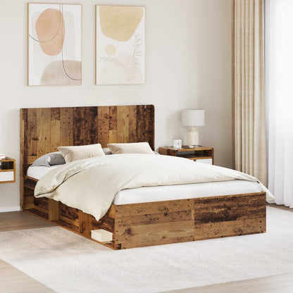 Bed Frame with Storage and Headboard 2 pcs Engineered Wood