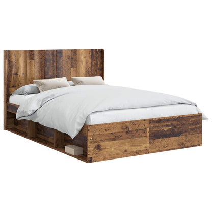 Bed Frame with Storage and Headboard 2 pcs Engineered Wood