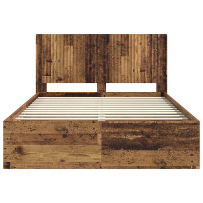 Bed Frame with Storage and Headboard 2 pcs Engineered Wood