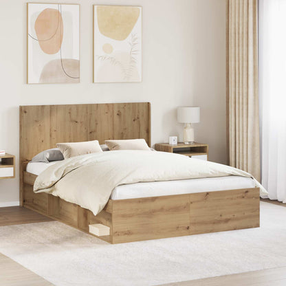 Bed Frame with Storage and Headboard 2 pcs Engineered Wood