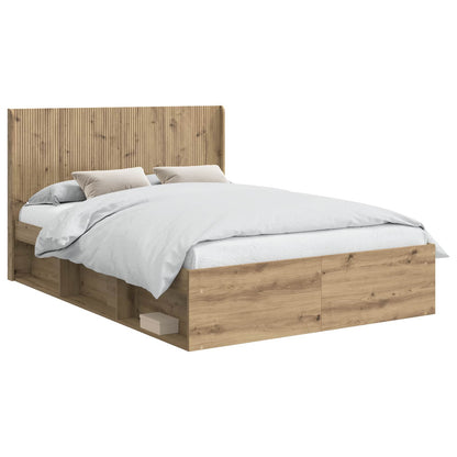 Bed Frame with Storage and Headboard 2 pcs Engineered Wood