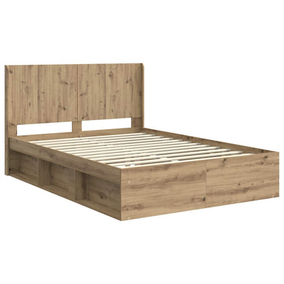 Bed Frame with Storage and Headboard 2 pcs Engineered Wood