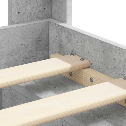 Bed Frame with Storage and Headboard Concrete Grey 120 x 200 cm