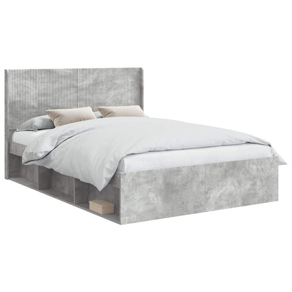 Bed Frame with Storage and Headboard Concrete Grey 120 x 200 cm