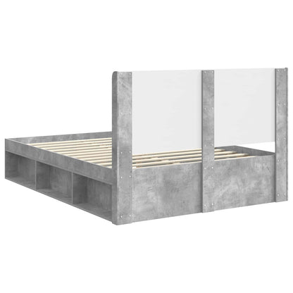 Bed Frame with Storage and Headboard Concrete Grey 120 x 200 cm