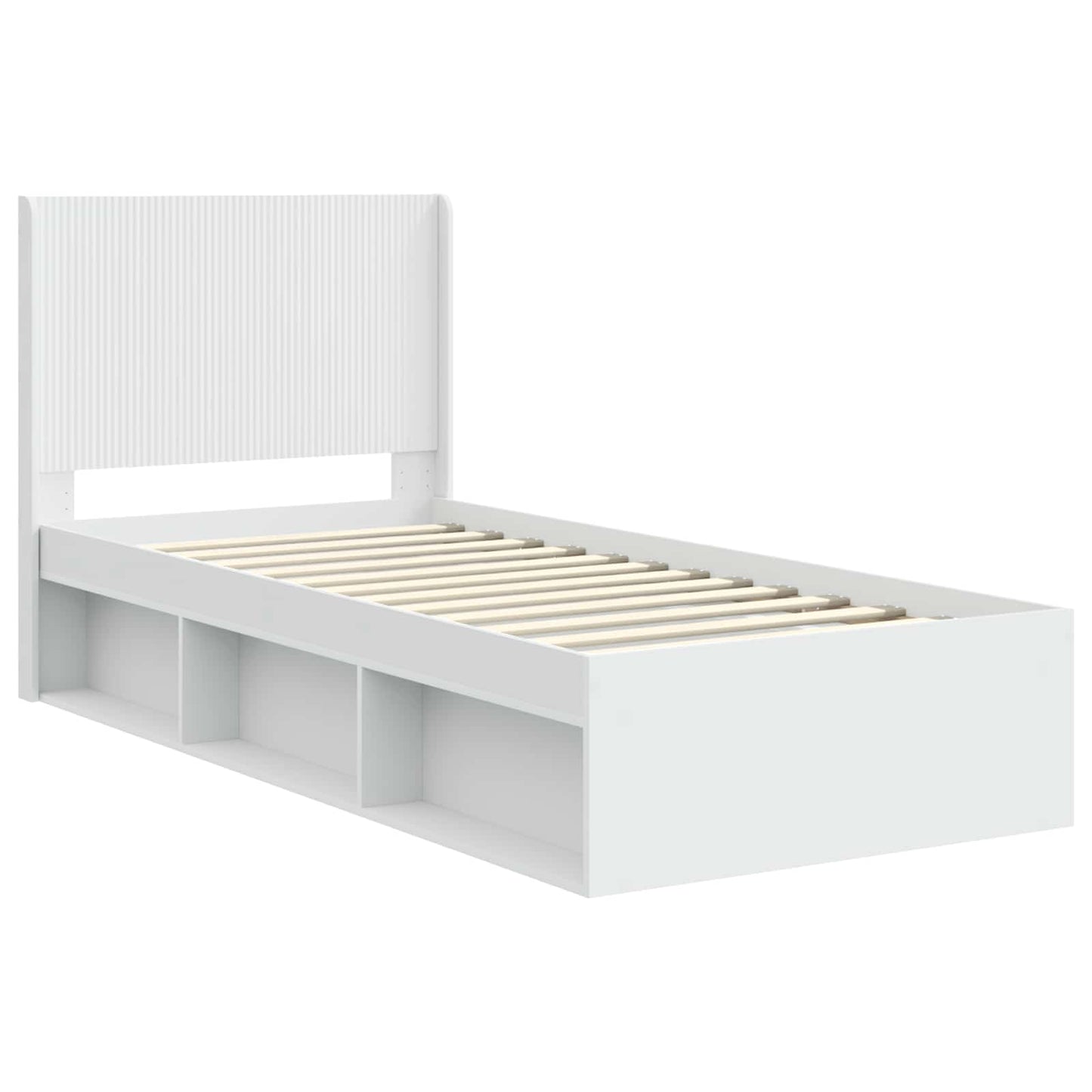 Bed Frame with Storage and Headboard White 100 x 200 cm