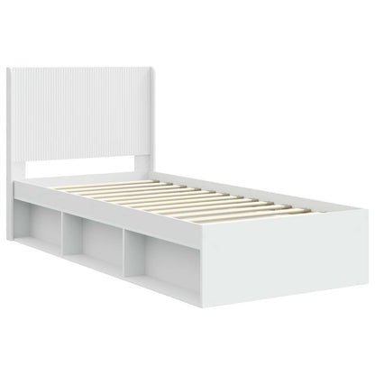 Bed Frame with Storage and Headboard White 100 x 200 cm