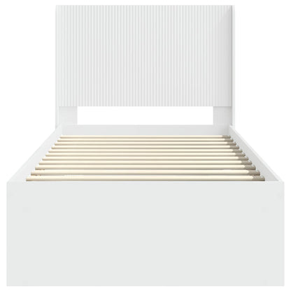 Bed Frame with Storage and Headboard White 100 x 200 cm