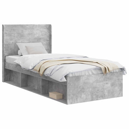 Bed Frame with Storage and Headboard Concrete Grey 100 x 200 cm