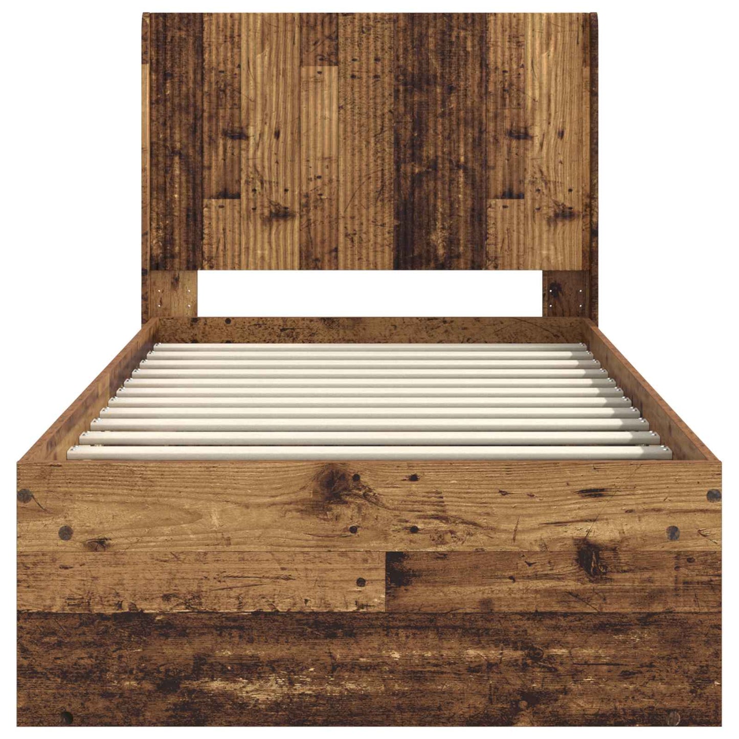 Bed Frame with Storage and Headboard Old Wood 100 x 200 cm