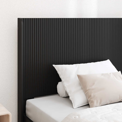 Bed Frame with Storage and Headboard Black 90 x 200 cm