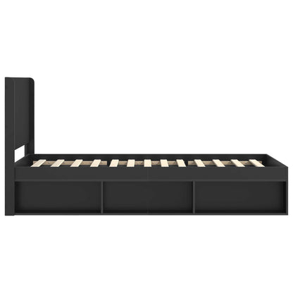 Bed Frame with Storage and Headboard Black 90 x 200 cm