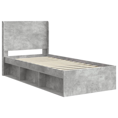 Bed Frame with Storage and Headboard Concrete Grey 90 x 200 cm