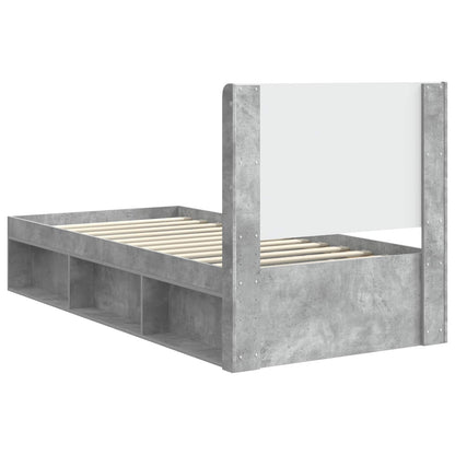 Bed Frame with Storage and Headboard Concrete Grey 90 x 200 cm