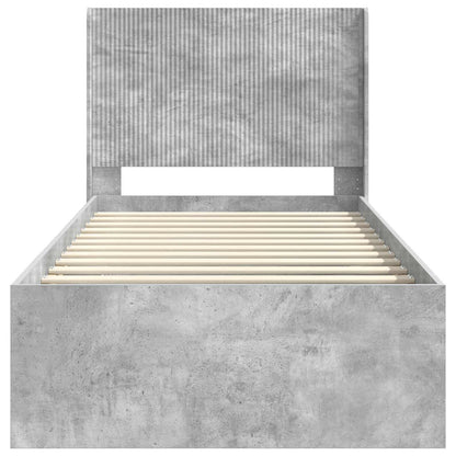 Bed Frame with Storage and Headboard Concrete Grey 90 x 200 cm