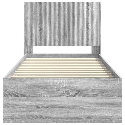 Bed Frame with Storage and Headboard Grey Sonoma 90 x 200 cm