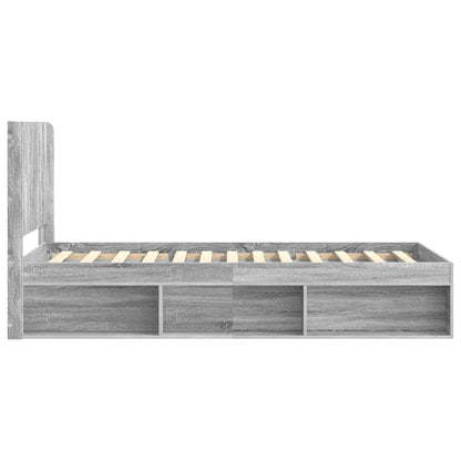 Bed Frame with Storage and Headboard Grey Sonoma 90 x 200 cm