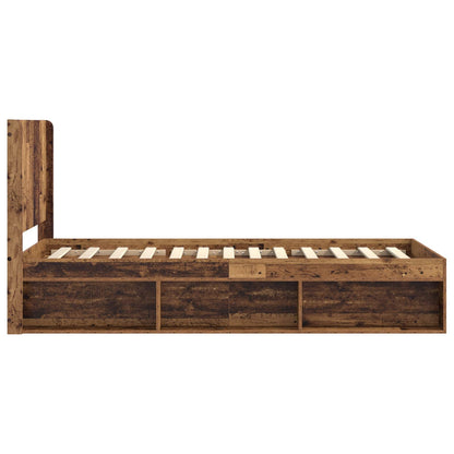 Bed Frame with Storage and Headboard Old Wood 90 x 200 cm