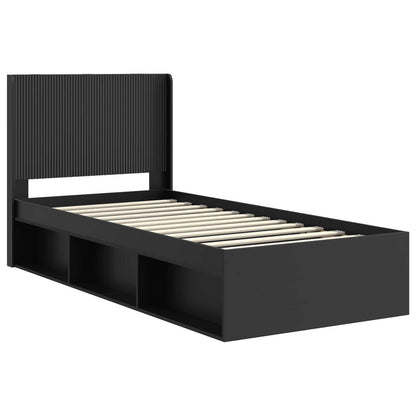 Bed Frame with Storage and Headboard Black 90 x 190 cm