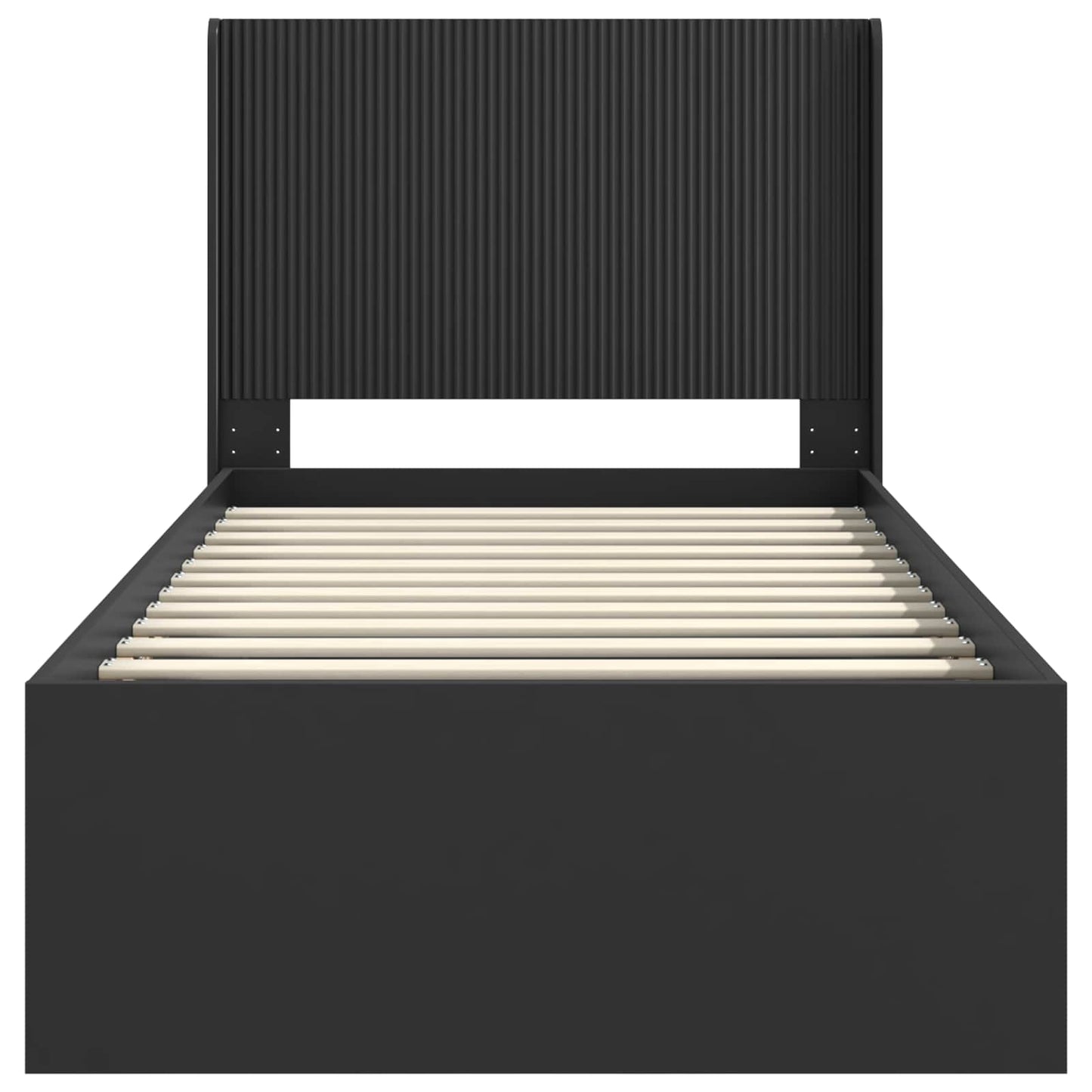 Bed Frame with Storage and Headboard Black 90 x 190 cm